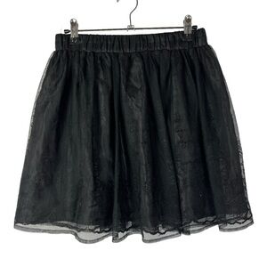 Mimi Chica Black Floral Tulle Circle Mini Skirt M